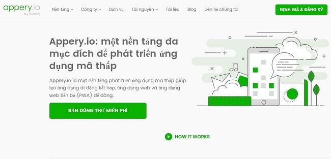 Phần mềm tạo App miễn phí Appery